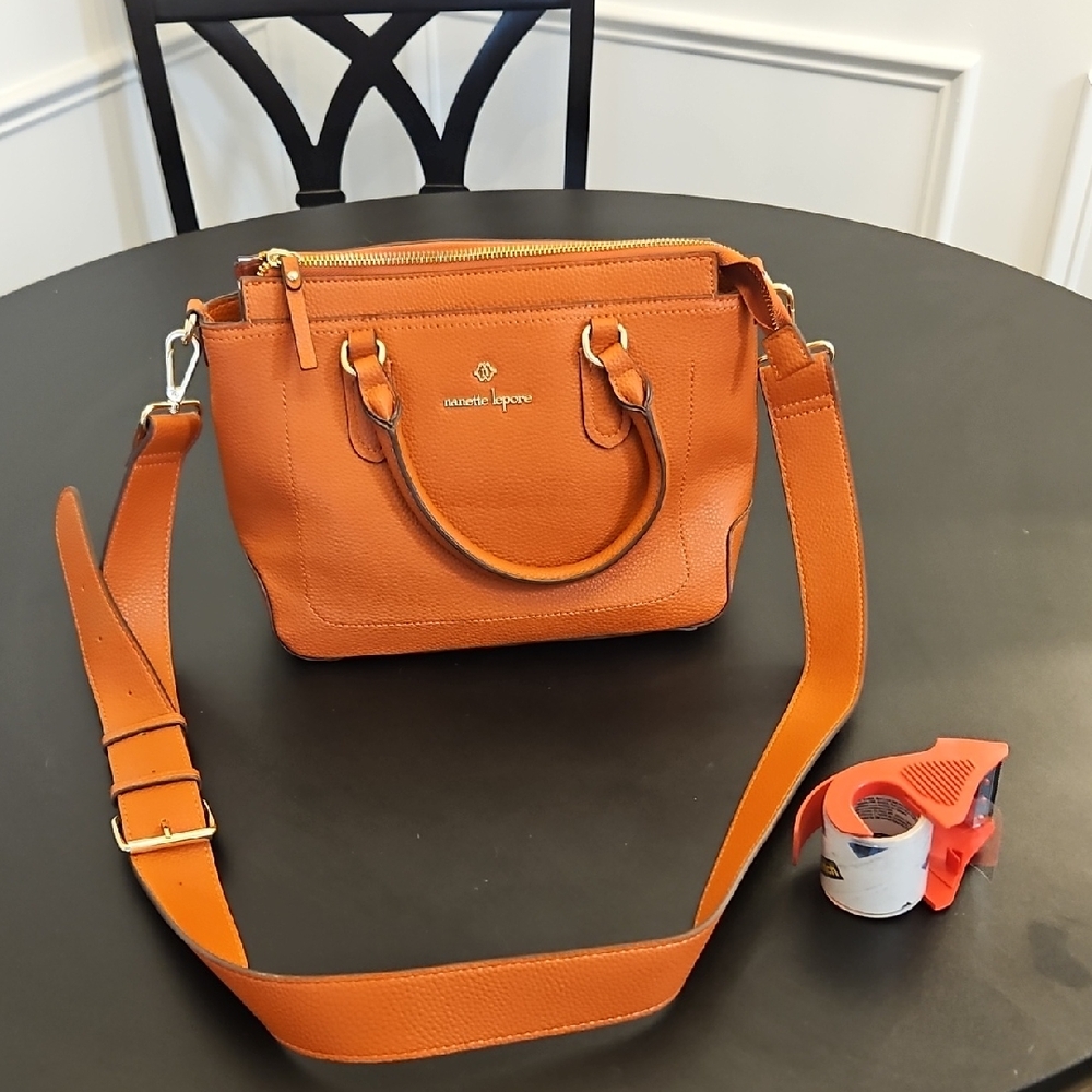 Orange Leather Crossbody Bag